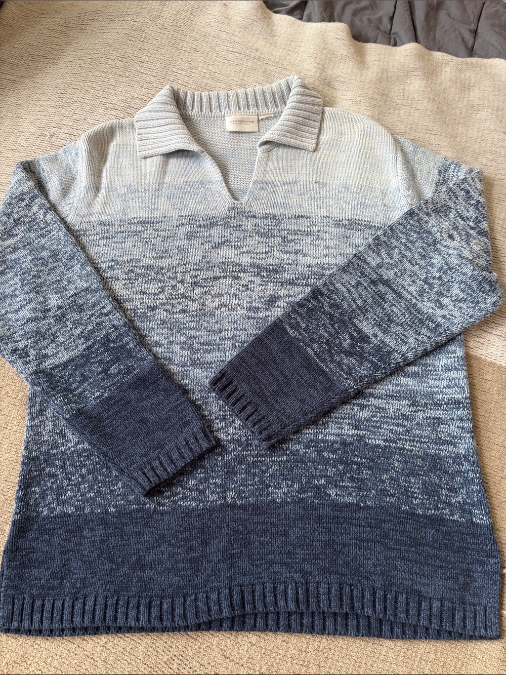 Liz Claiborne Blue Gradient V-Neck Women's Sweater